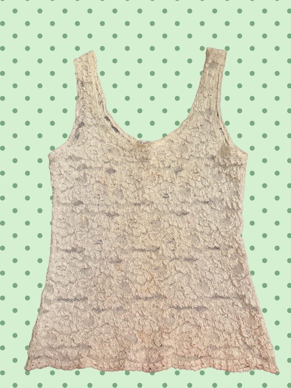 Vintage Express Cream Lace Scoop Neck Tank Top